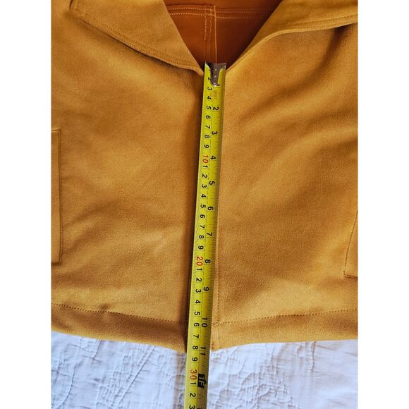 Trendy Chic Mustard Cropped Suede Moto Jacket By Philosophy Republic Size Small - Picture 5 of 9